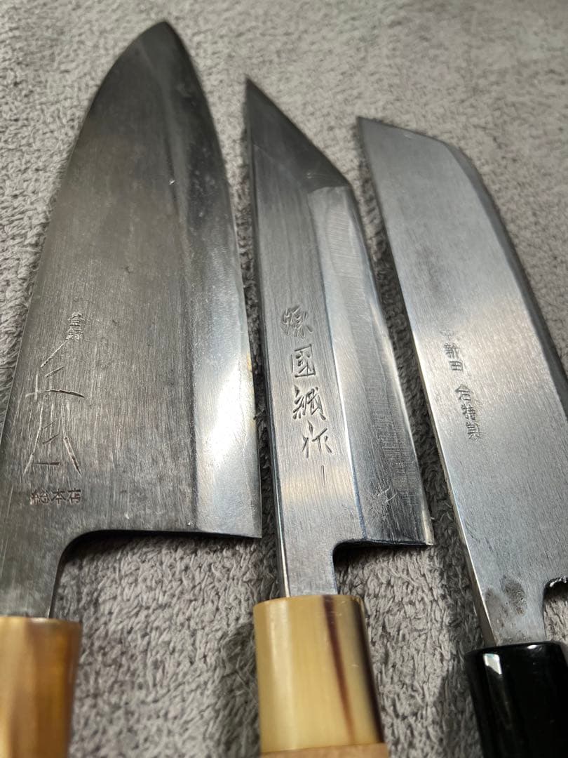 日本製包丁　うなぎ包丁-出刃正本ー青紙ニ鋼　 3本セット