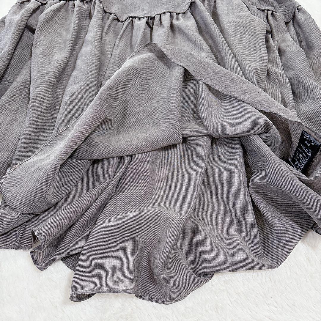 【ヴェルメイユパーイエナ】ボウタイブラウス リボン ウール 長袖 グレー