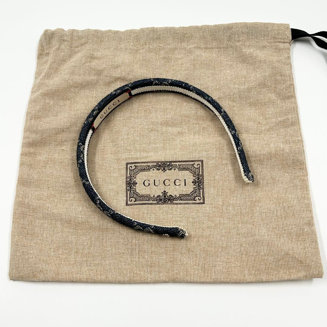 希少✨　グッチ　カチューシャ　エコウォッシュドデニム　マーモント　GGロゴ