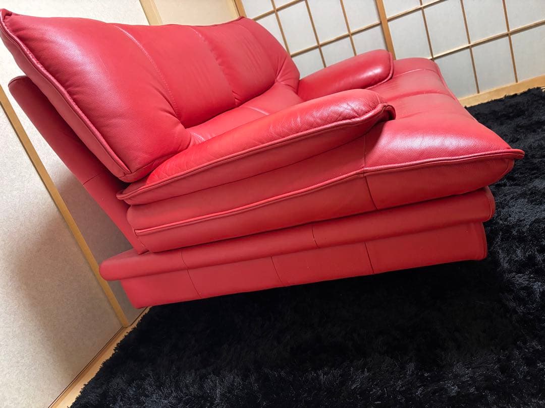 本革 レザー 2人掛け ソファ 掘り出し物 赤革　定価15万円