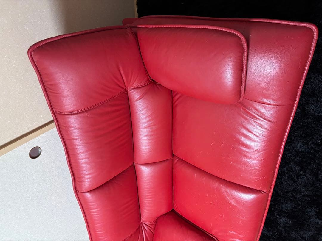 本革 レザー 2人掛け ソファ 掘り出し物 赤革　定価15万円
