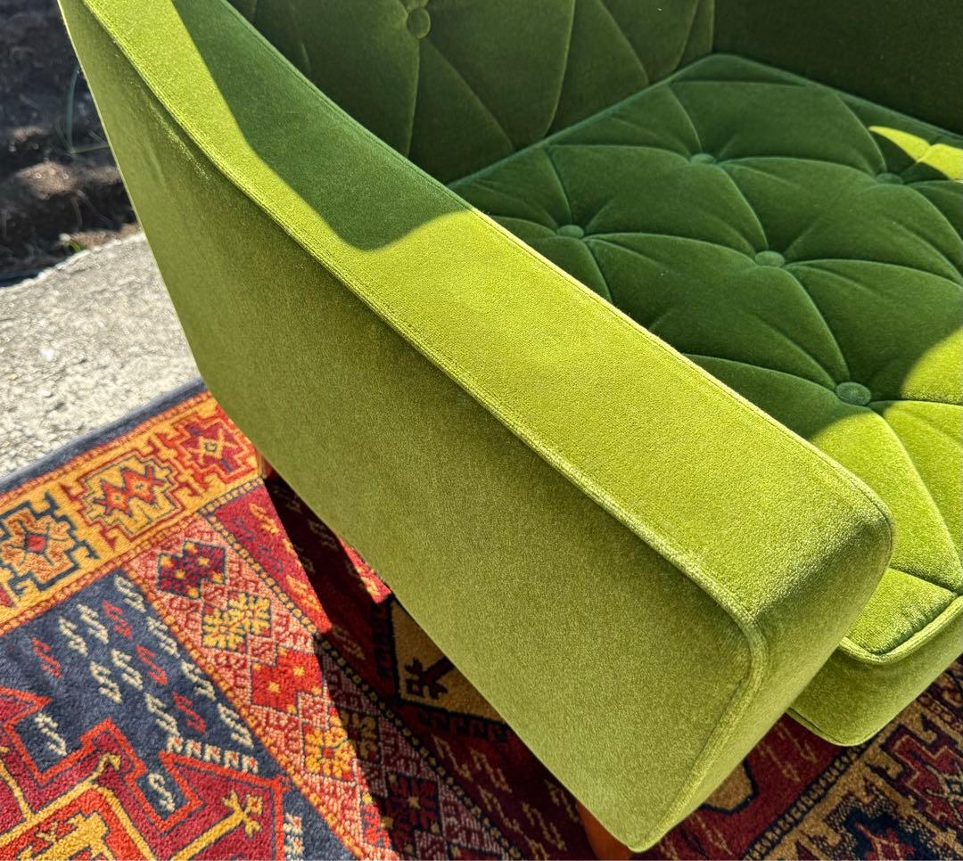 カリモク60 ロビーチェア 1シーター モケットグリーン ソファ 日本製