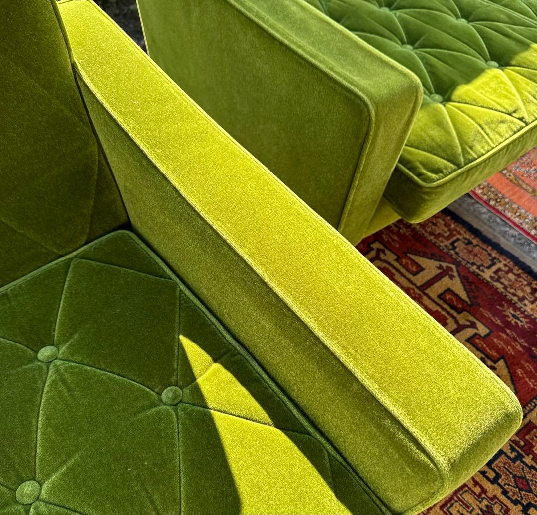 カリモク60 ロビーチェア 1シーター モケットグリーン ソファ 日本製