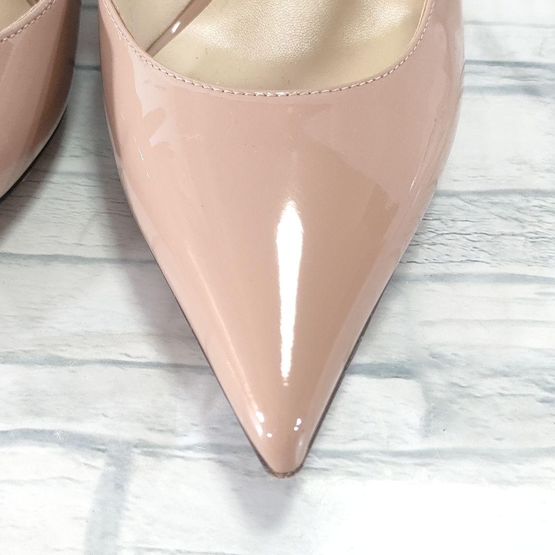 保存袋付き極美品✨ジミーチュウ　エナメルミュール　ビジュー　ピンクベージュ