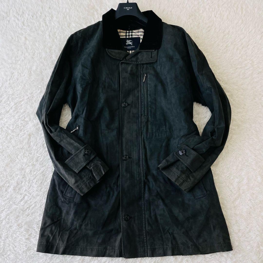 バーバリーロンドン ステンカラーコート ダウンライナー メガチェック 黒 L