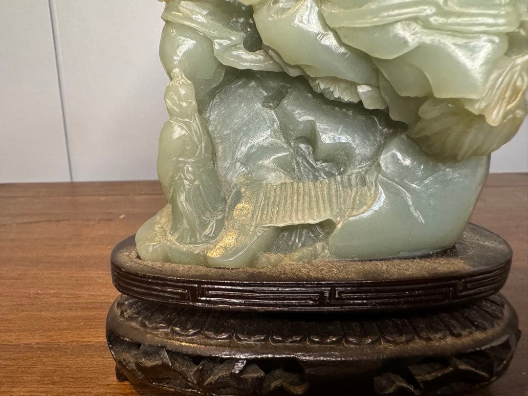中国古董 骨董 和田玉 青玉 山石擺件 希少品 【仙境】 中国80年代