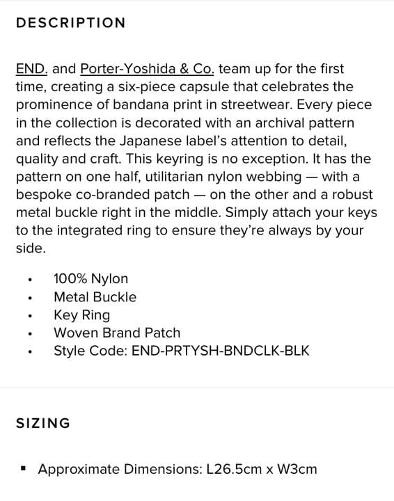 END. × PORTER 別注 限定 コラボ キーリング