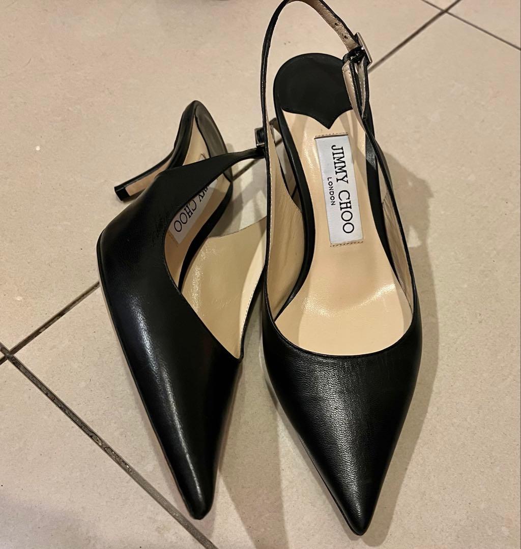 JIMMY CHOO 36(23cm)黒スリングバック6cmヒール　ジミーチュウ