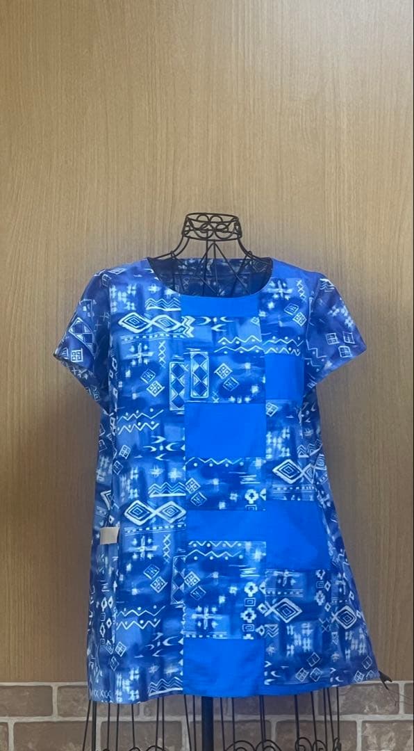 浴衣　着物リメイク　チュニック　トップス　ブラウス　ハンドメイド　木綿　ユリ