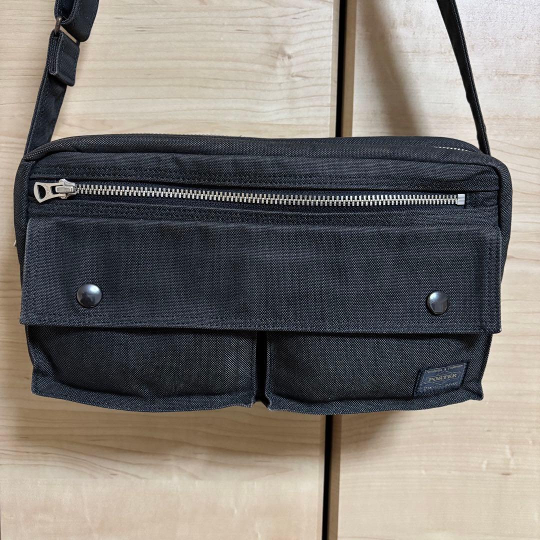 【美品】PORTERポーター スモーキー2層式ショルダーバッグ ダブルファスナー
