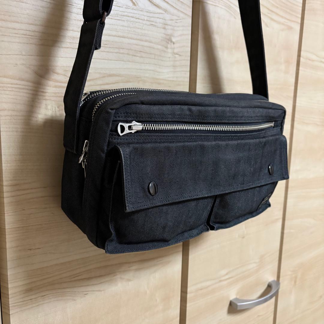 【美品】PORTERポーター スモーキー2層式ショルダーバッグ ダブルファスナー