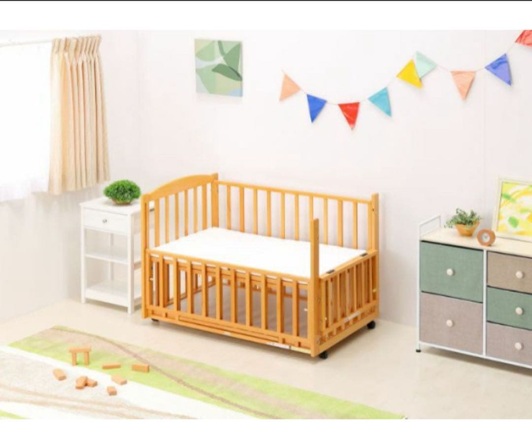 ヤマサキ ツーオープン　ベビーベッド（添い寝対応／70×120cm 国産)