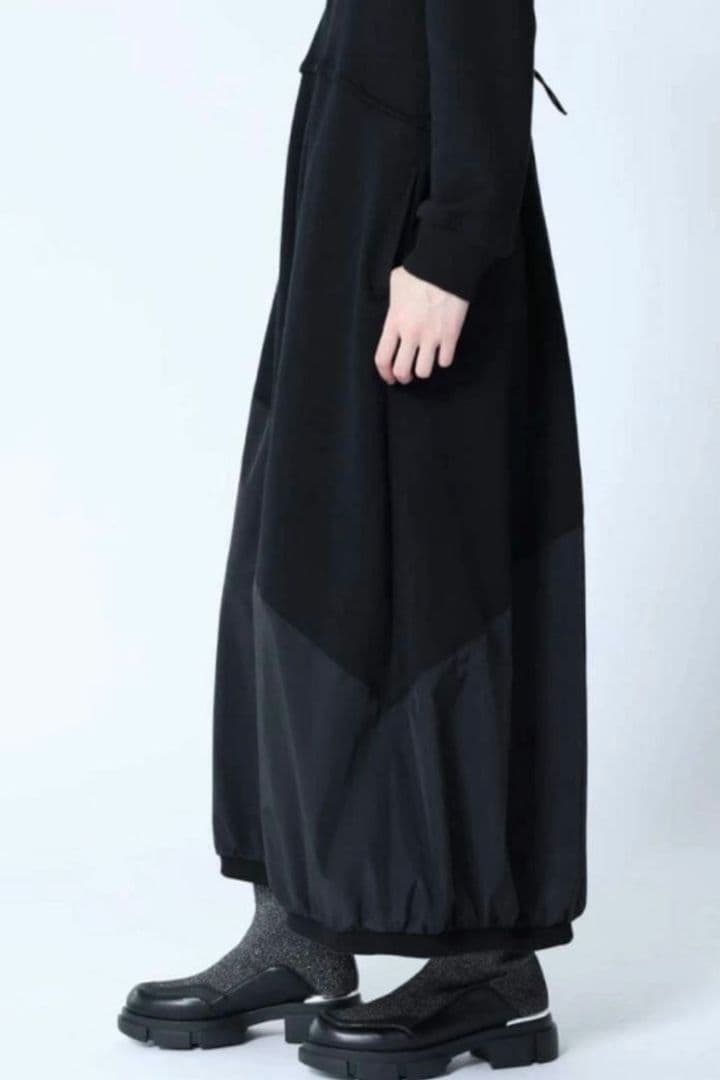 【新品】LASUD バルーンシルエット異素材ワンピース