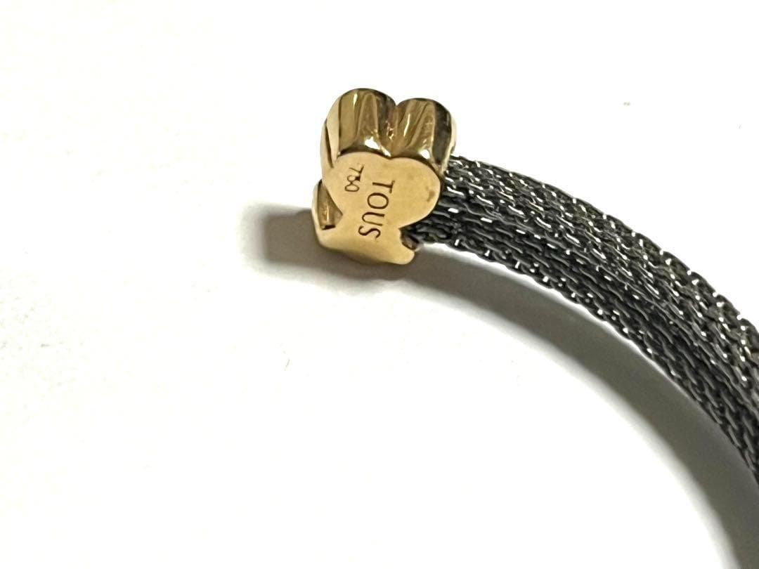 Tous トウス　18金ゴールド　K18 くま　メッシュ　オープン　バングル