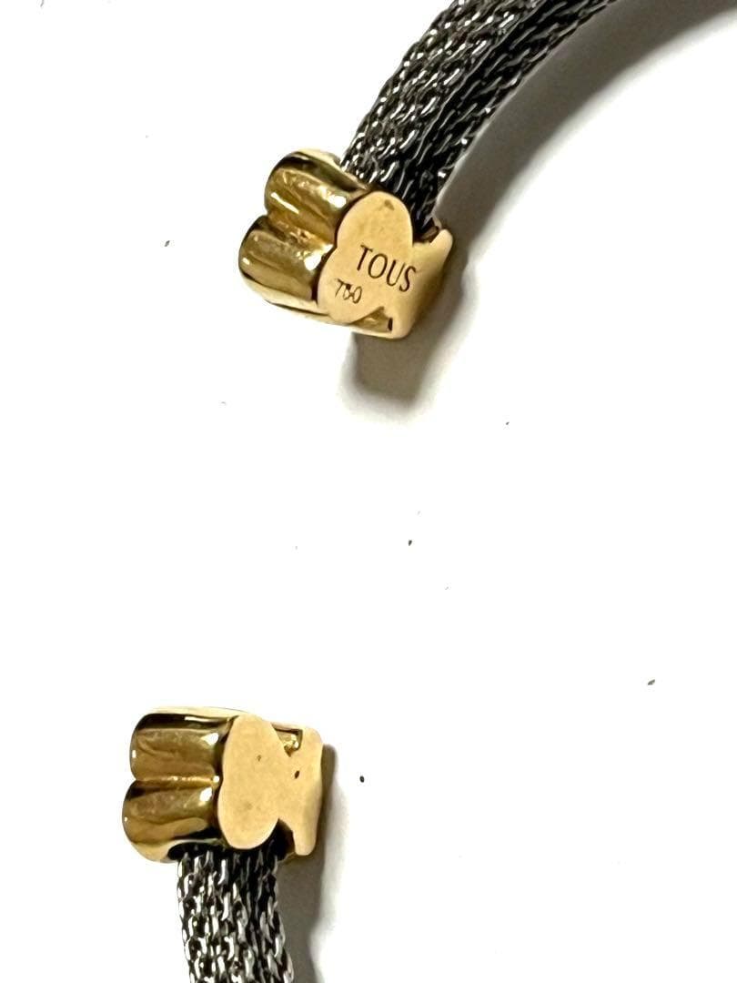 Tous トウス　18金ゴールド　K18 くま　メッシュ　オープン　バングル