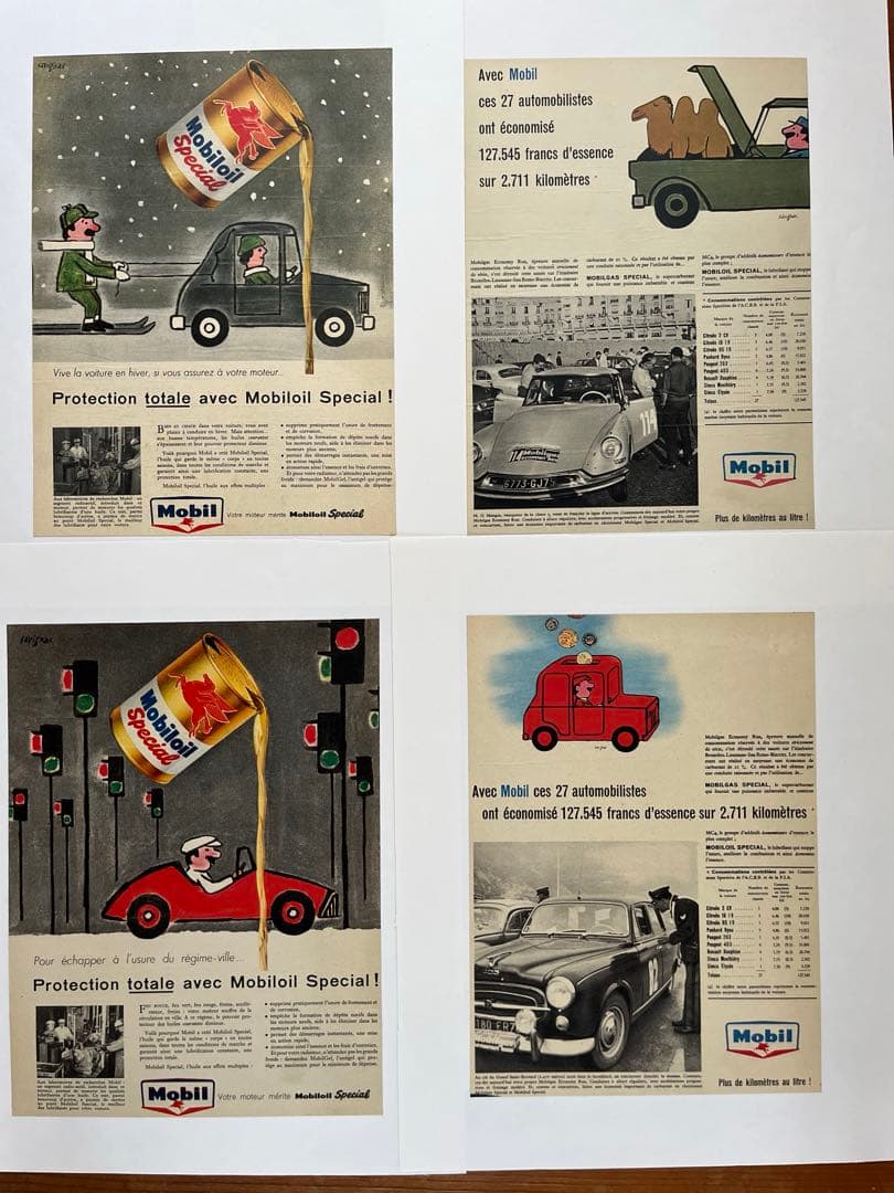 SAVIGNAC サビニャック　Mobil 1 イラスト広告 1950年代 4枚