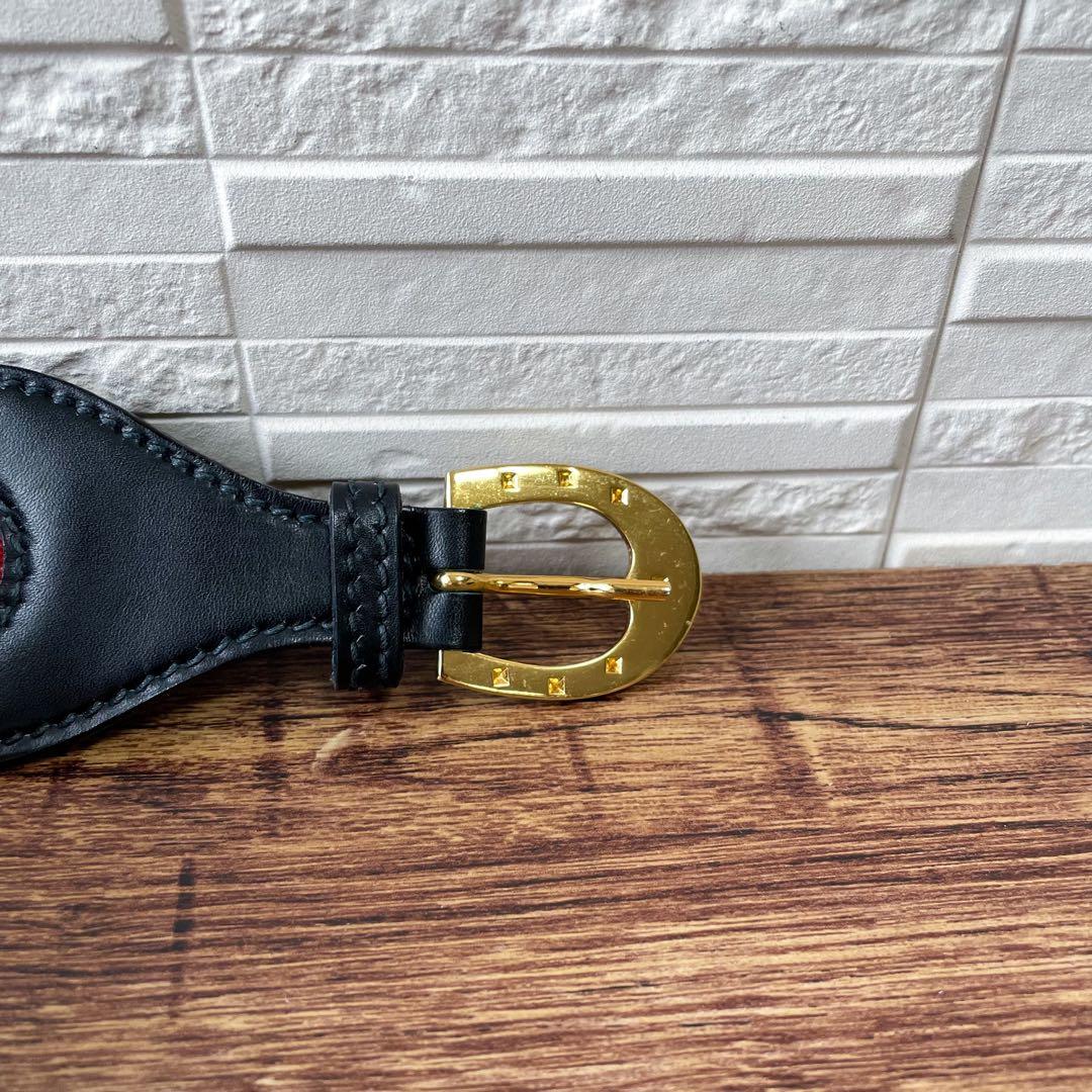 レア グッチ シェリー ライン ホースビット コットン × レザー ベルト