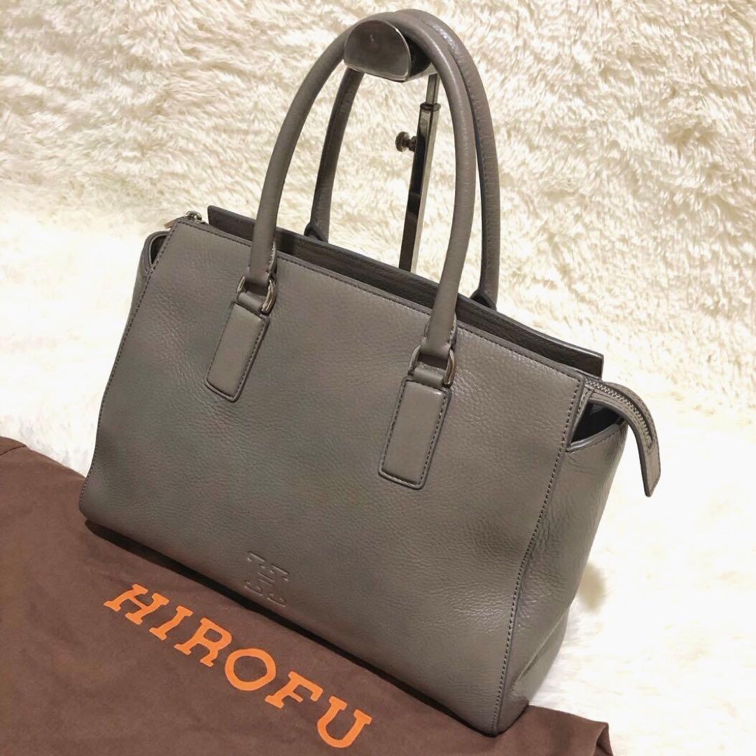 未使用ヒロフ　レザー トートバッグ グレージュ　シボ革
