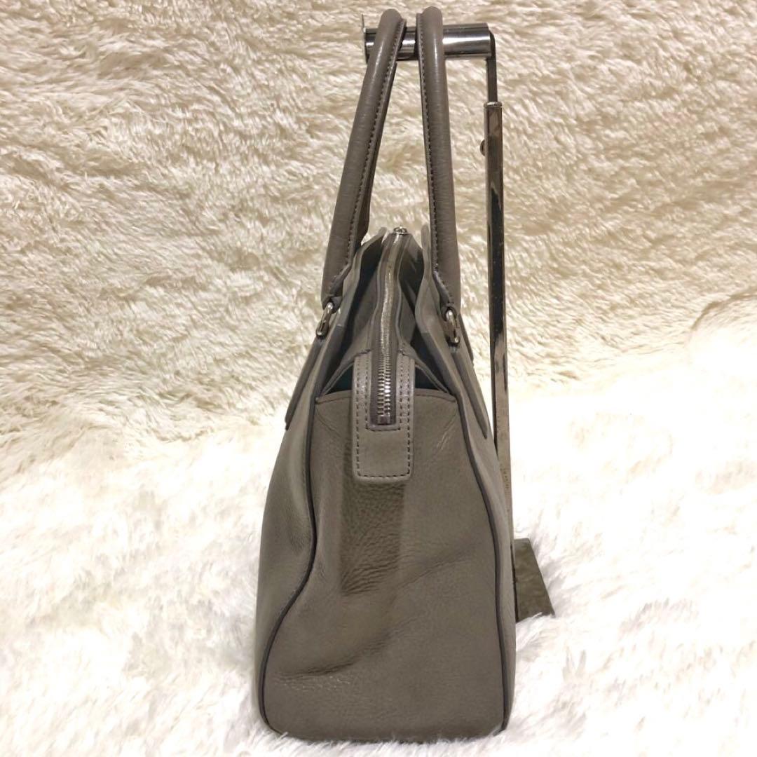 未使用ヒロフ　レザー トートバッグ グレージュ　シボ革
