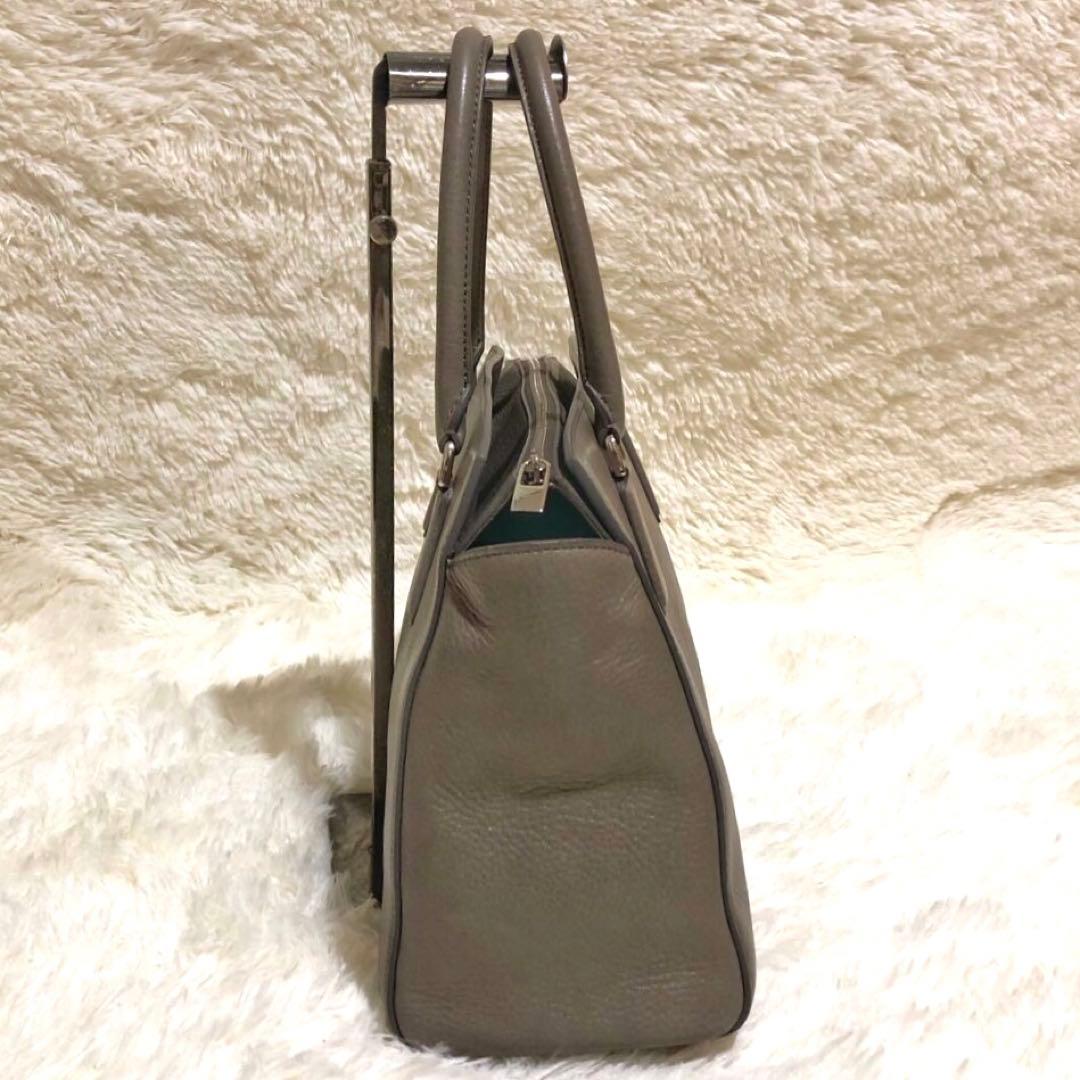 未使用ヒロフ　レザー トートバッグ グレージュ　シボ革