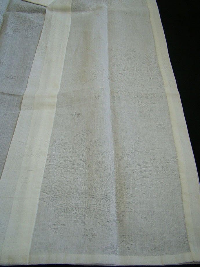 夏物 裄64.4cm 麻 白地 長襦袢 半衿付 未使用～155cm Js685