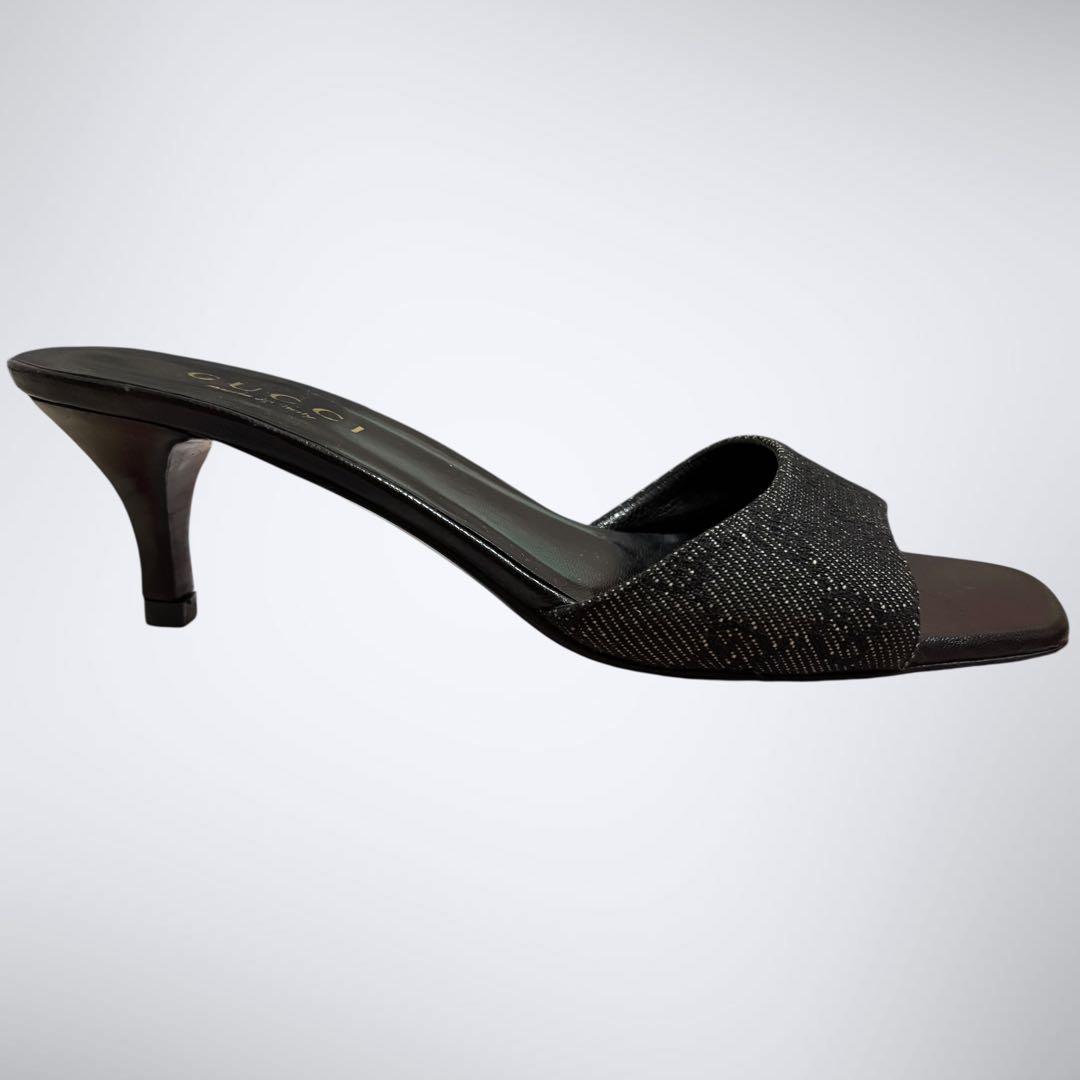 良品✨　GUCCI グッチ　GG サンダル　ミュール　ヒール　ブラック　23㎝