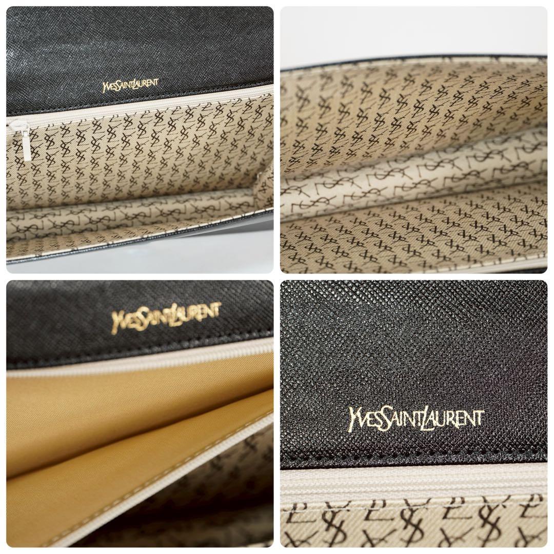 【未使用級✨】イヴサンローラン　クラッチバッグ　サフィアーノレザー　ブラック