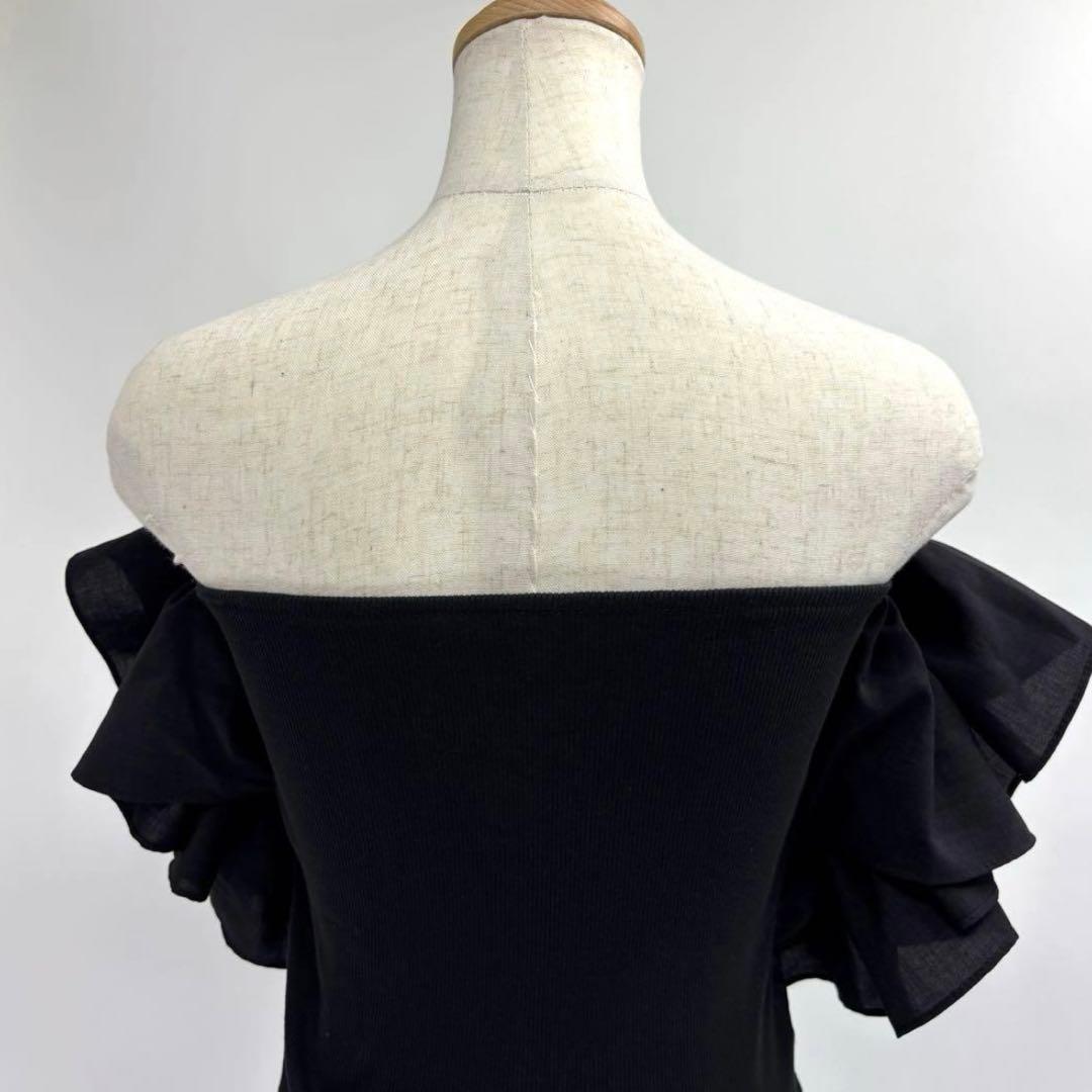 美品　アモマ　AMMOMA　RUFFLE BUSTIER　ビスチェ　F　ブラック