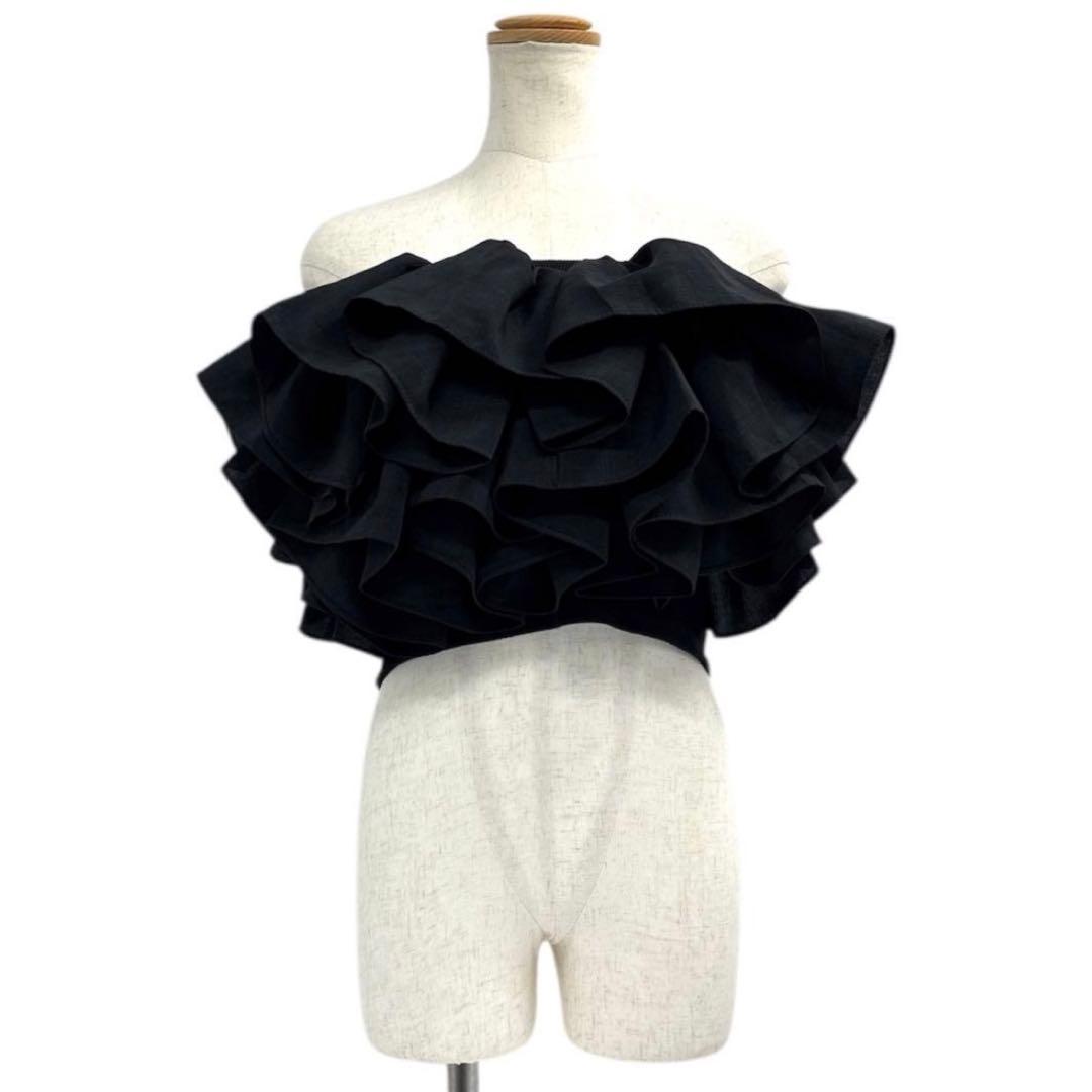 美品　アモマ　AMMOMA　RUFFLE BUSTIER　ビスチェ　F　ブラック