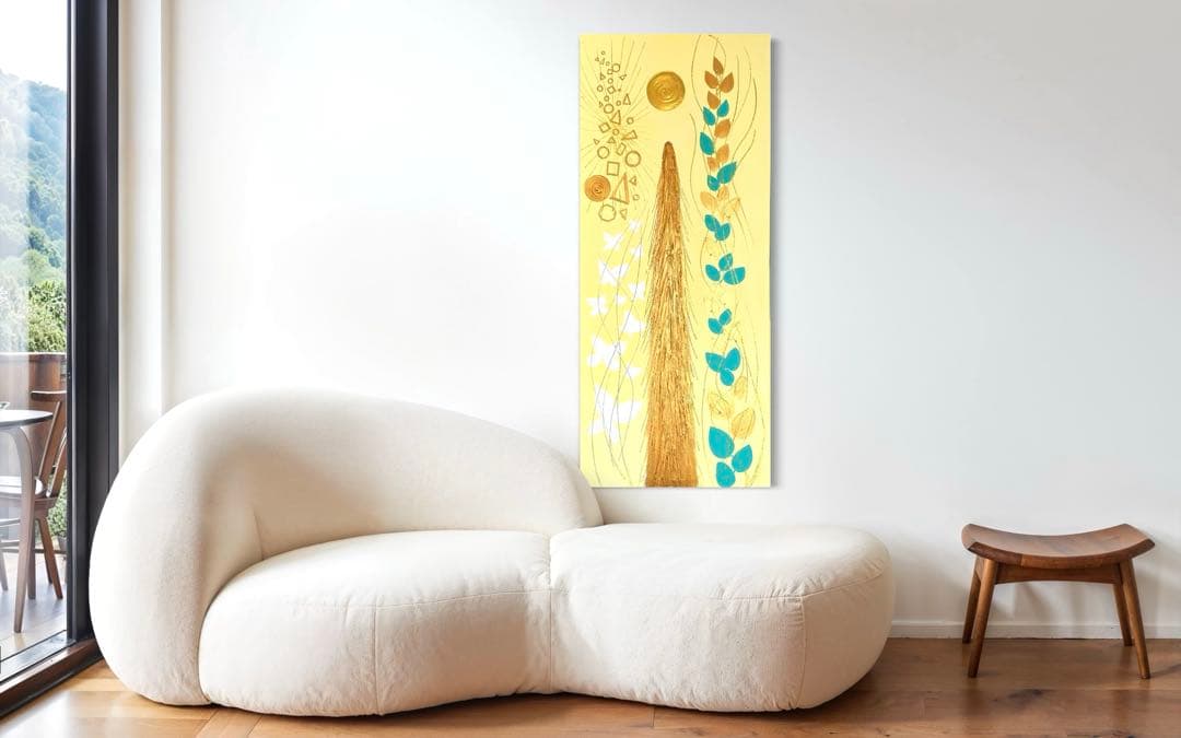 開運絵画　オリジナル　龍神様　昇龍　蝶々　八角形　パール粉