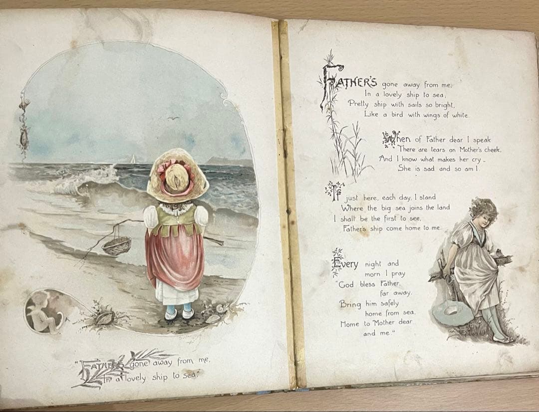 No352 希少 古書 洋書 絵本 児童書　アンティーク　ビクトリア　詩集　童謡