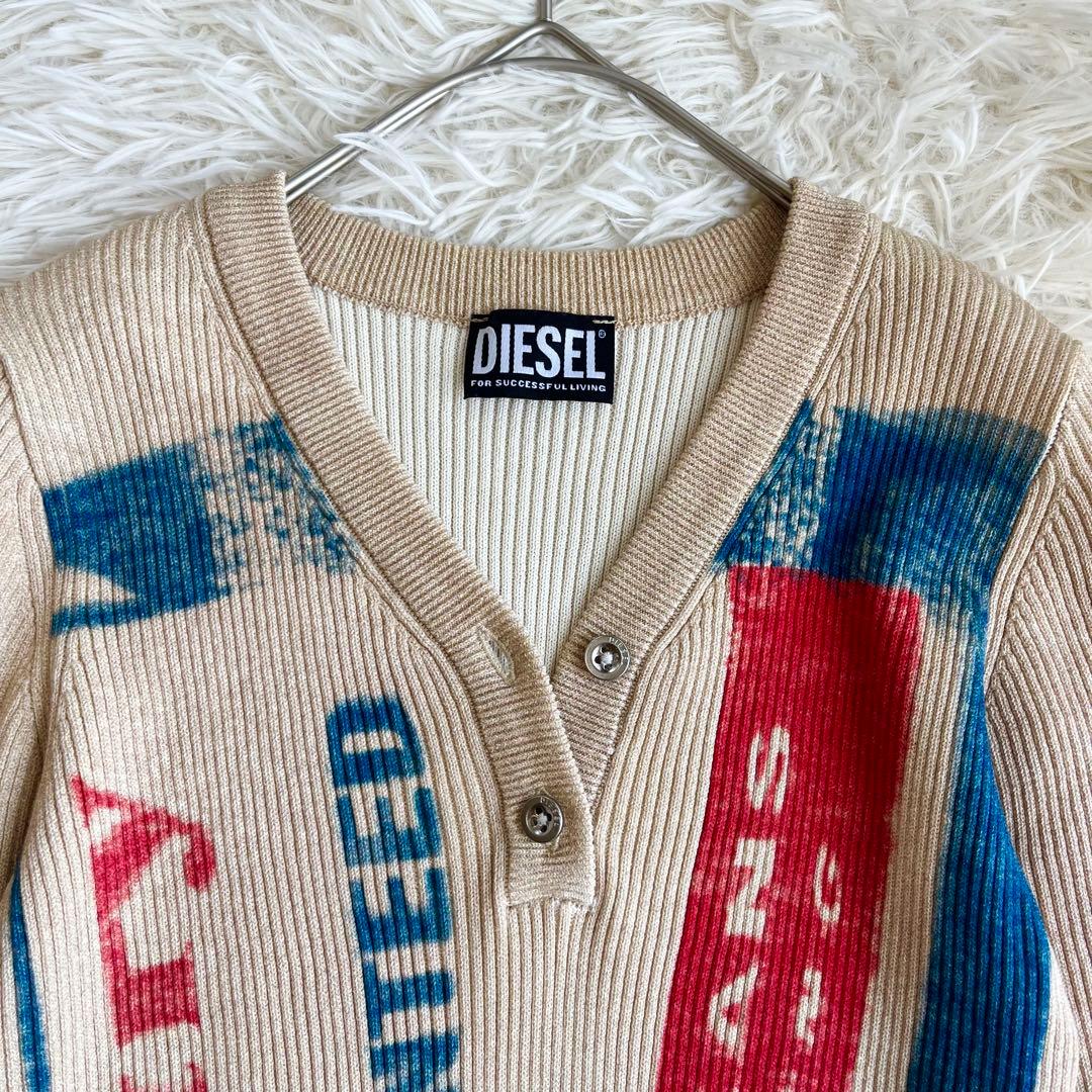 美品 DIESEL ディーゼル タイト ニットワンピース ロゴ