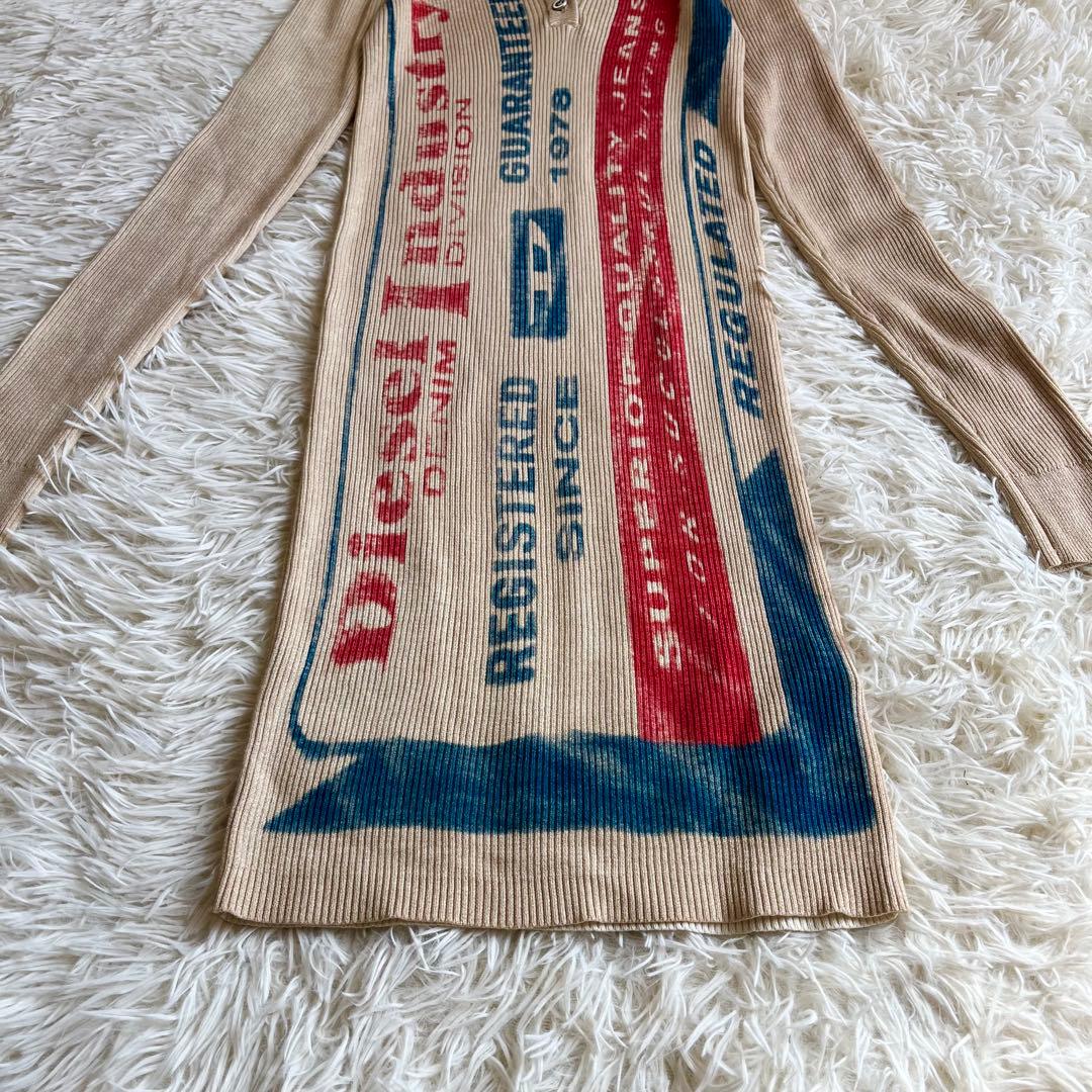美品 DIESEL ディーゼル タイト ニットワンピース ロゴ