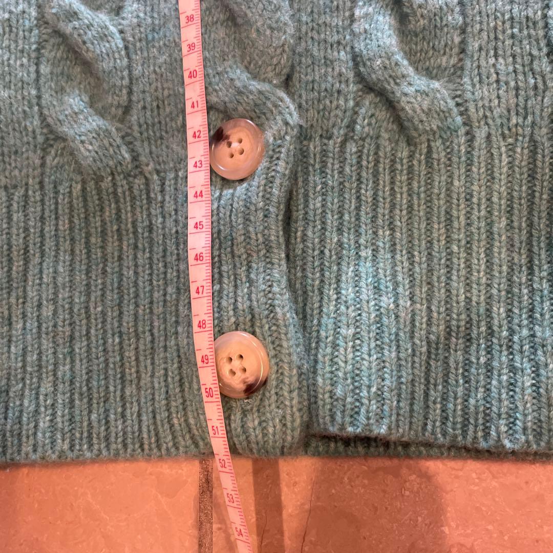 ラルフローレン　美品ケーブルニット　ウール80 カシミヤ20 グリーン系の色