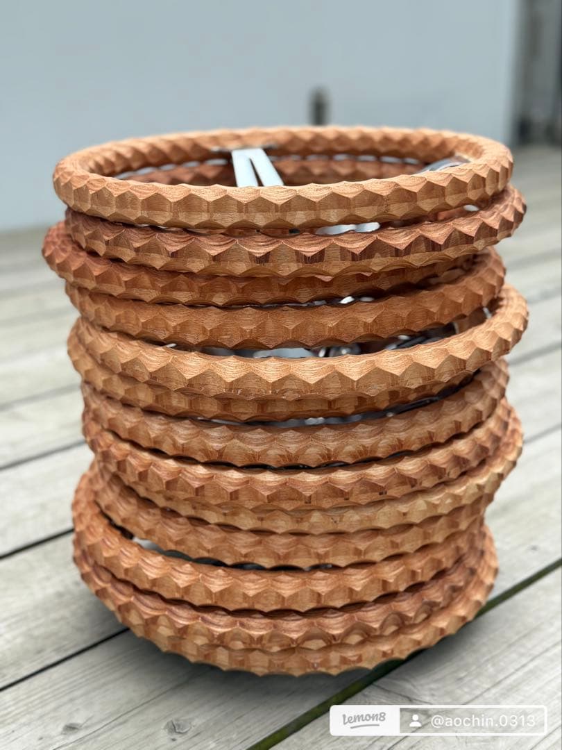 木製ステアリングハンドル 名栗加工 35cm