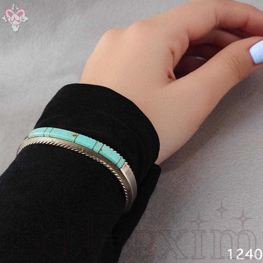天然石 ターコイズ インディアンジュエリー シルバー バングル インレイ ナバホ