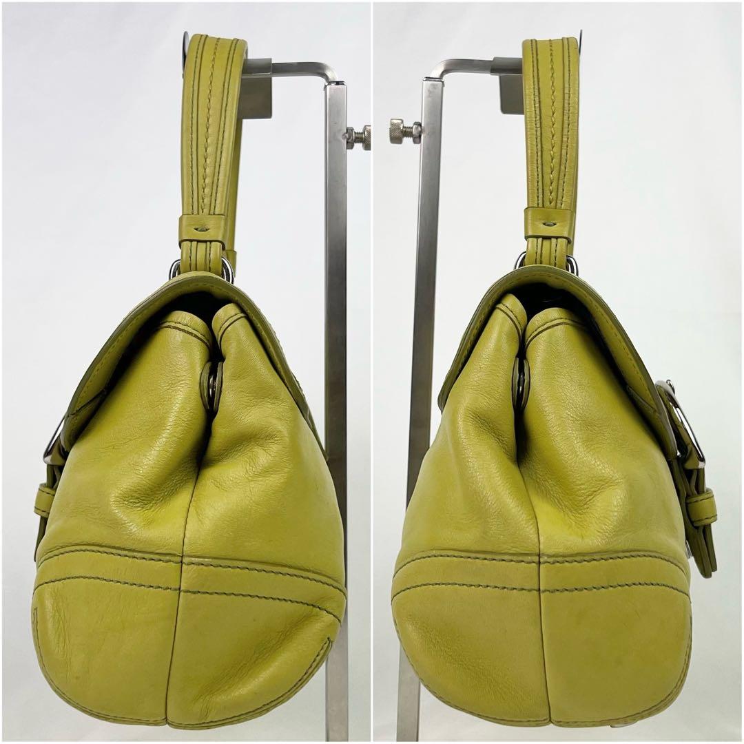 希少色 COACH ソーホー ハンドバッグ レザー 9743 イエローグリーン