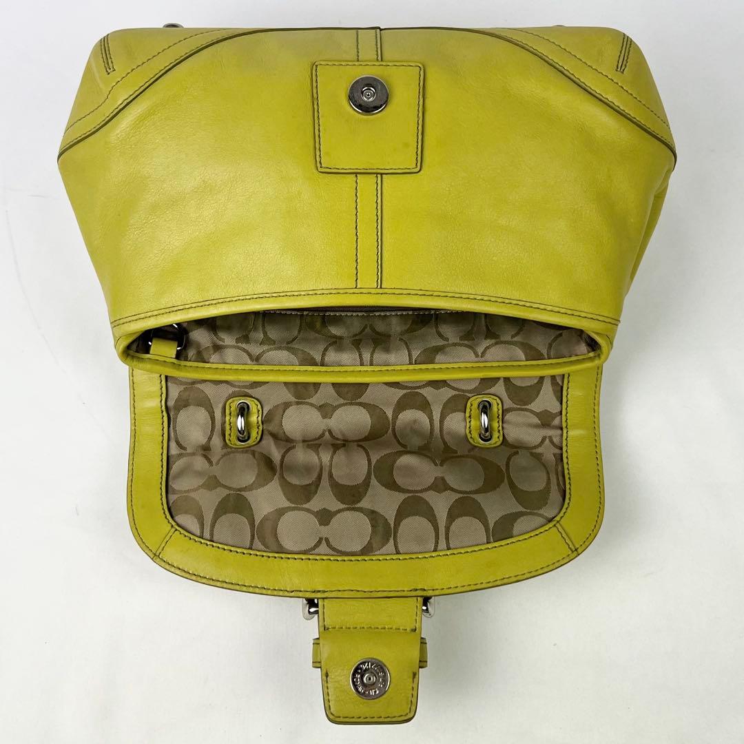 希少色 COACH ソーホー ハンドバッグ レザー 9743 イエローグリーン