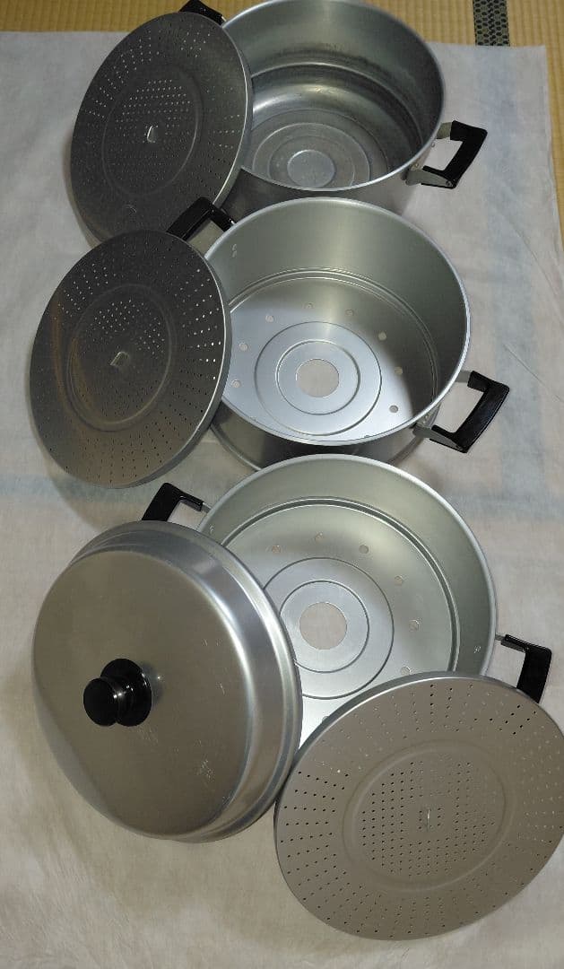 3段アルミ蒸し器 33センチ 　　　　　　(業務用)三升蒸し