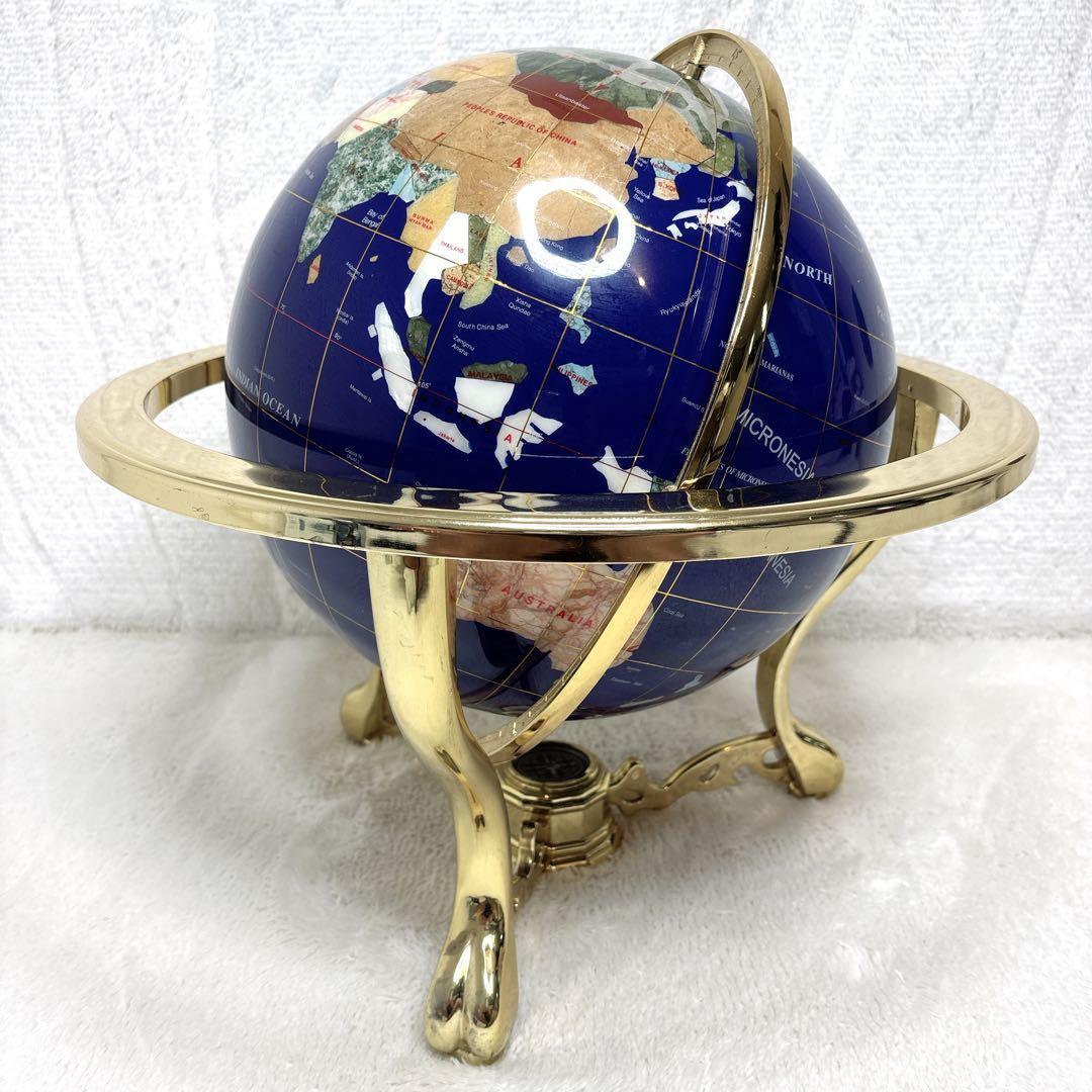 アンティーク地球儀　ゴールドスタンド　方位磁針付　猫脚　vendage