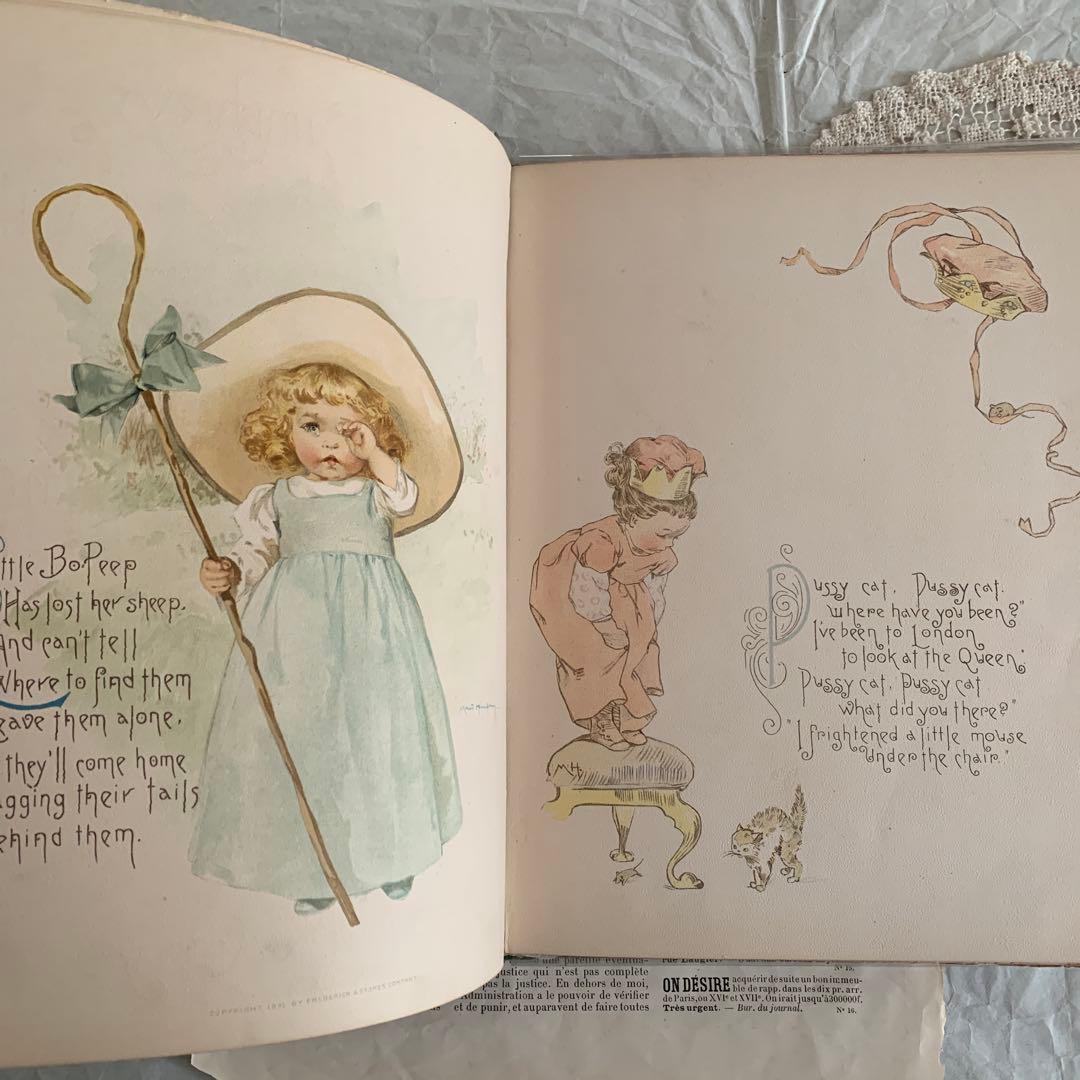 超稀少1891年アンティーク美しい挿絵の絵本マザーグース洋書モードハンフリー古書