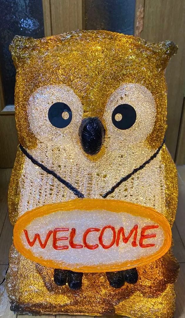 ふくろう　フクロウ　イルミネーション　置物　玄関前　53cm ガーデンライト
