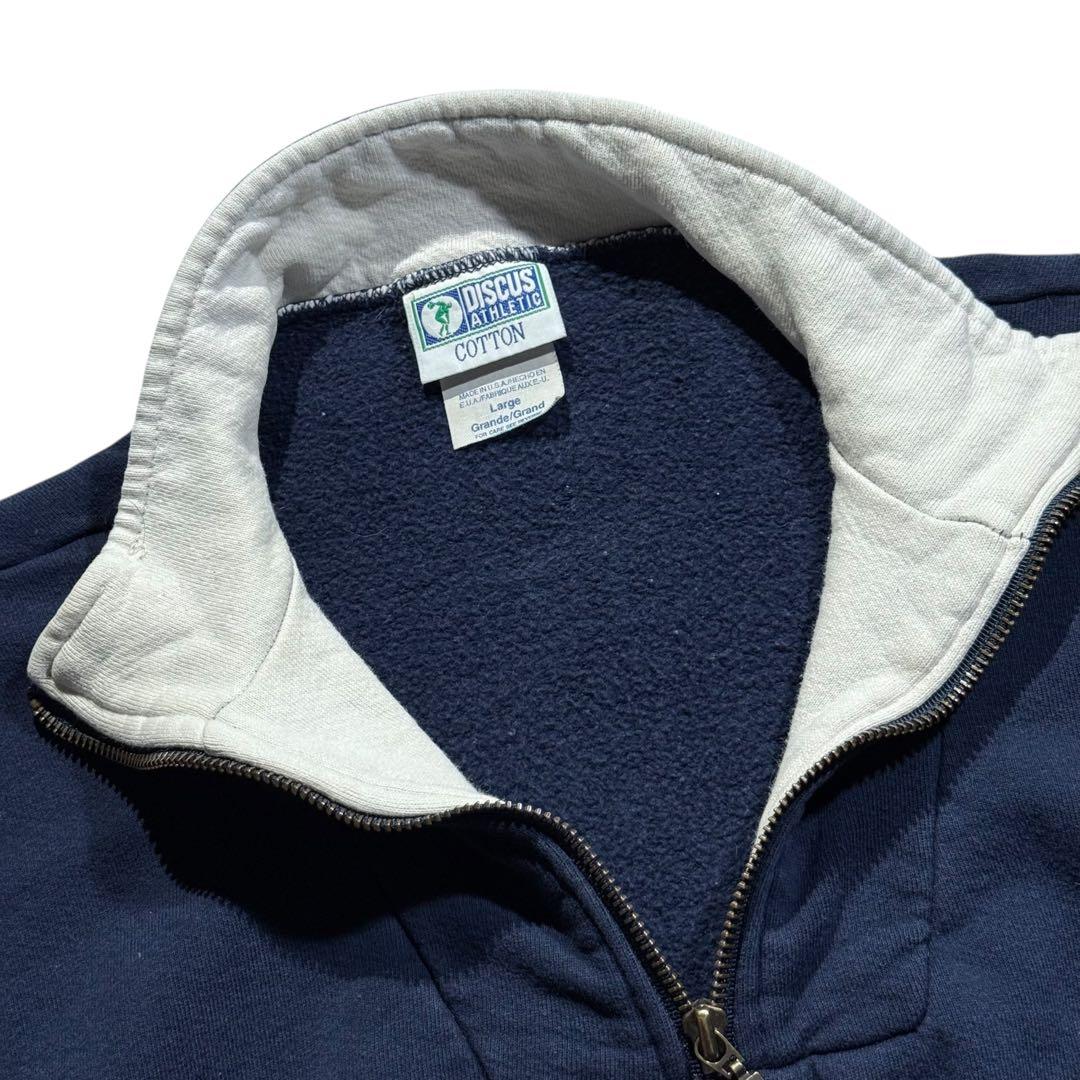 USA製 ディスカス ハーフジップスウェット ネイビー プルオーバー 90s