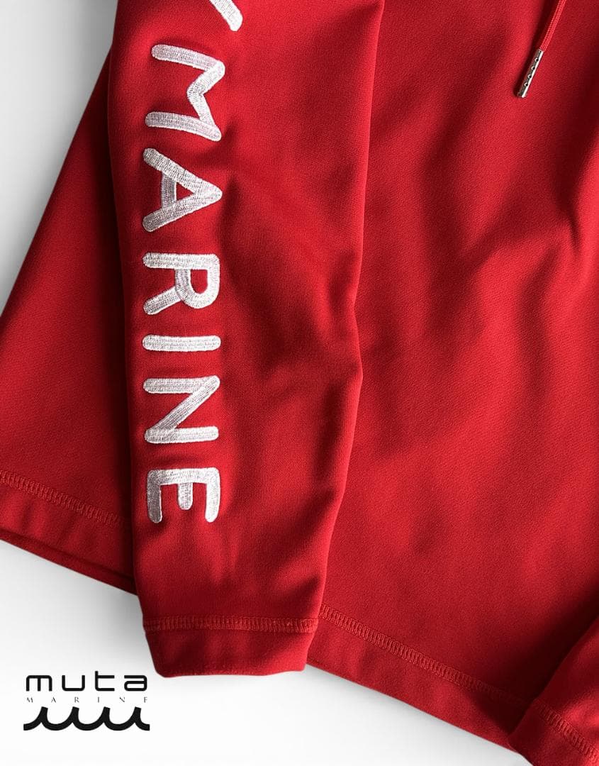 新品同様 mutaムータ ゴルフ 裏起毛 袖ロゴストレッチ プルオーバーパーカー
