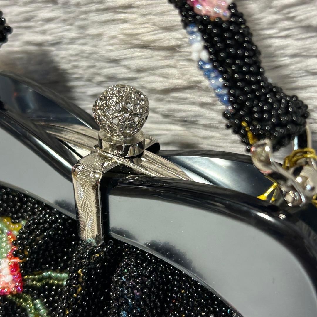 手刺繍ビーズバッグ 和装小物　和装ビーズバッグ　ハンドメイド　未使用品