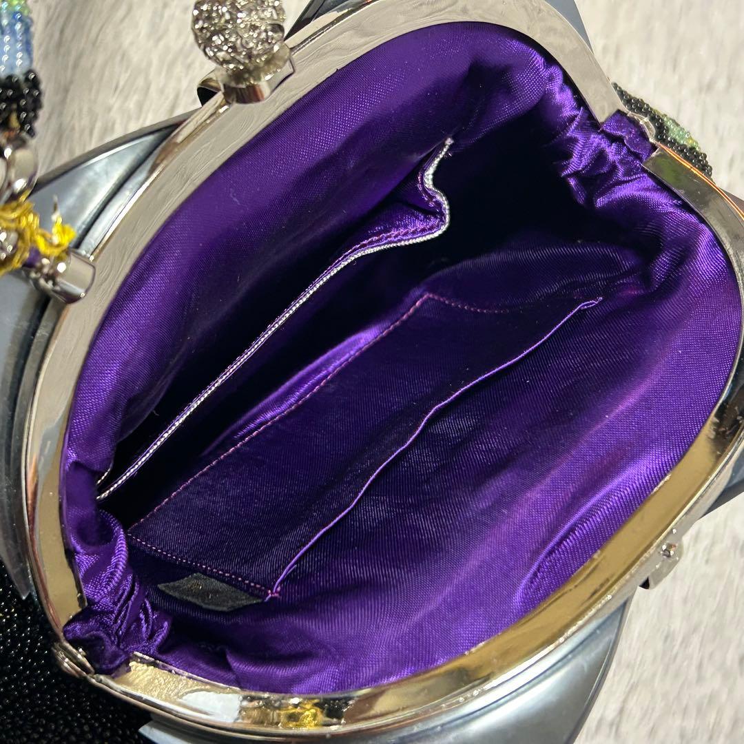 手刺繍ビーズバッグ 和装小物　和装ビーズバッグ　ハンドメイド　未使用品