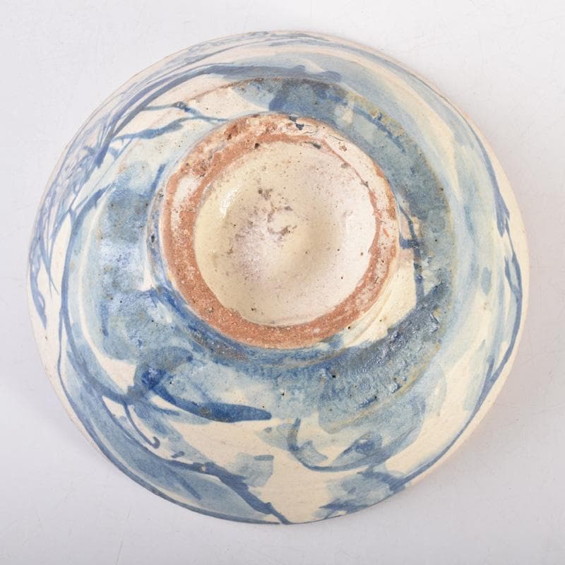 染付　花草山水人物文碗　茶碗　時代箱付　V　7193