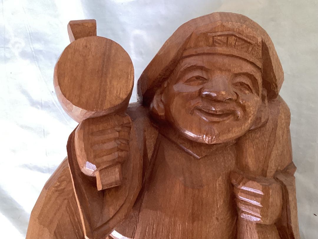 讃岐一刀彫　彫刻家　近藤宏・作　大黒天　縁起物　商売繁盛　木箱付　木製 福の神