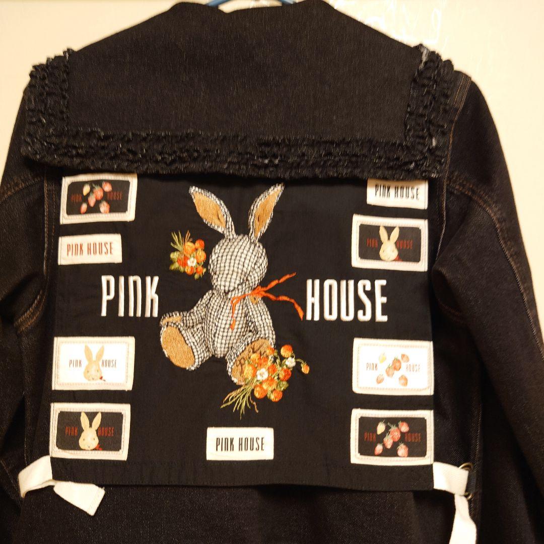 PINK HOUSE ウサギ刺繍 デニムジャケット　黒