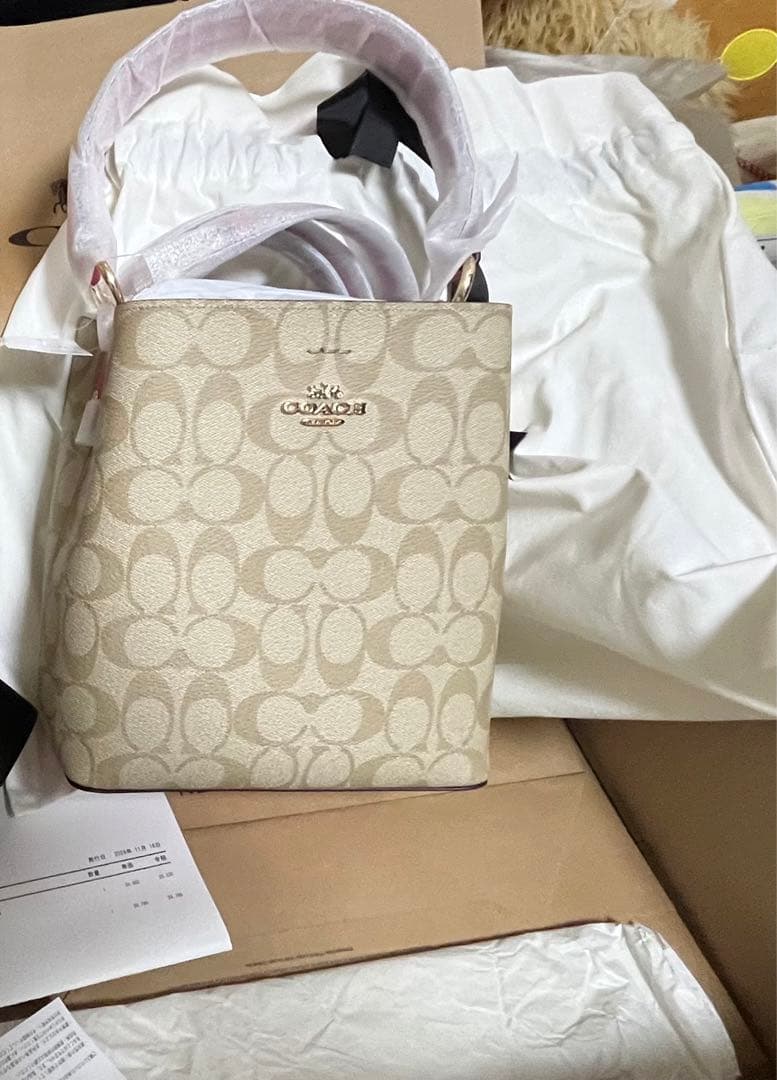 新品　Coach スモール タウン バケット バッグ シグネチャー キャンバス